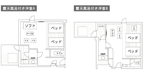 源泉かけ流し露天風呂付洋室（6205号室）間取り